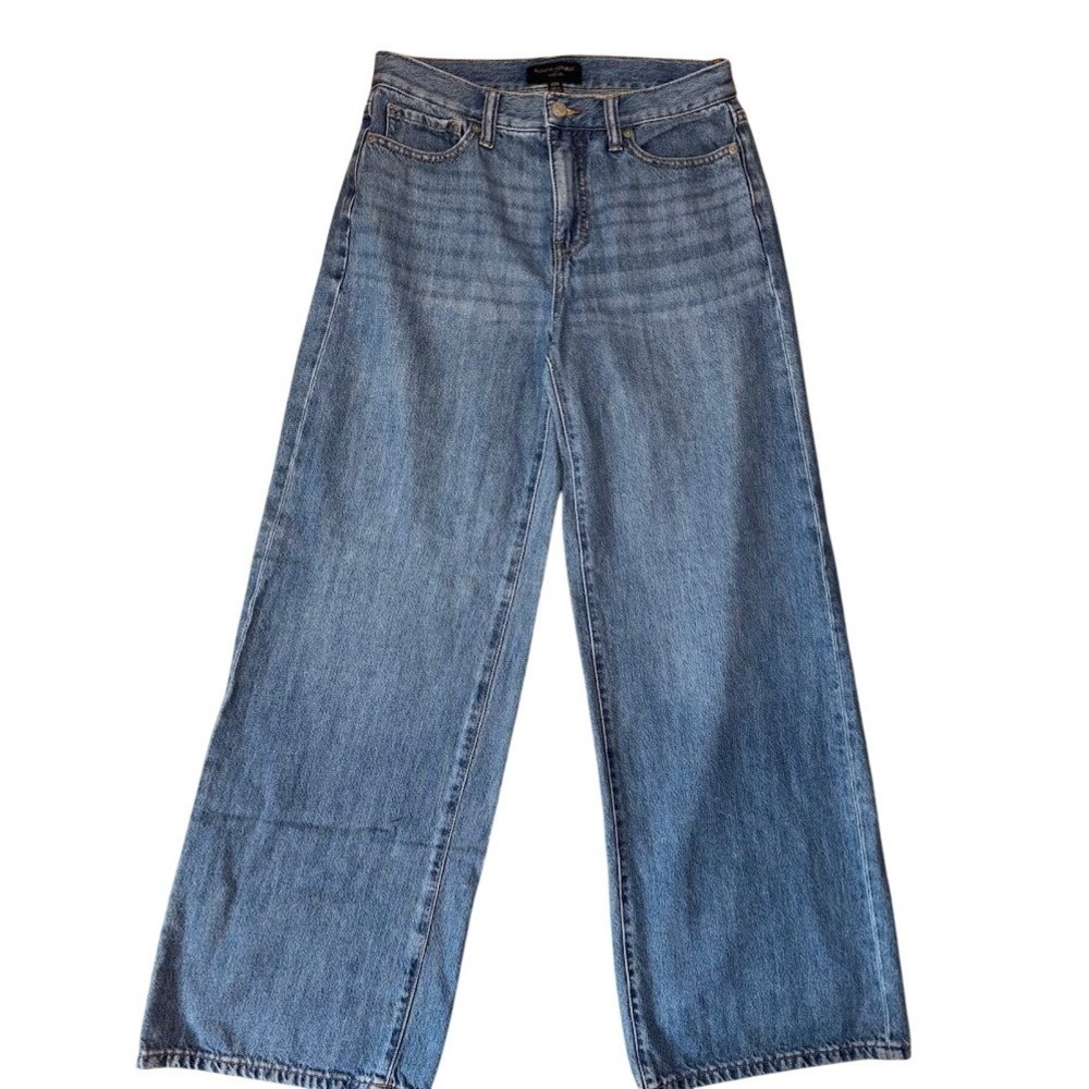 Banana Republic Wide Leg Jeans Medium Wash High Rise Denim Size 27 4